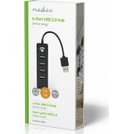 NEDIS UHUBU2420BK USB 2.0 Hub 4 θυρών, σε μαύρο χρώμα